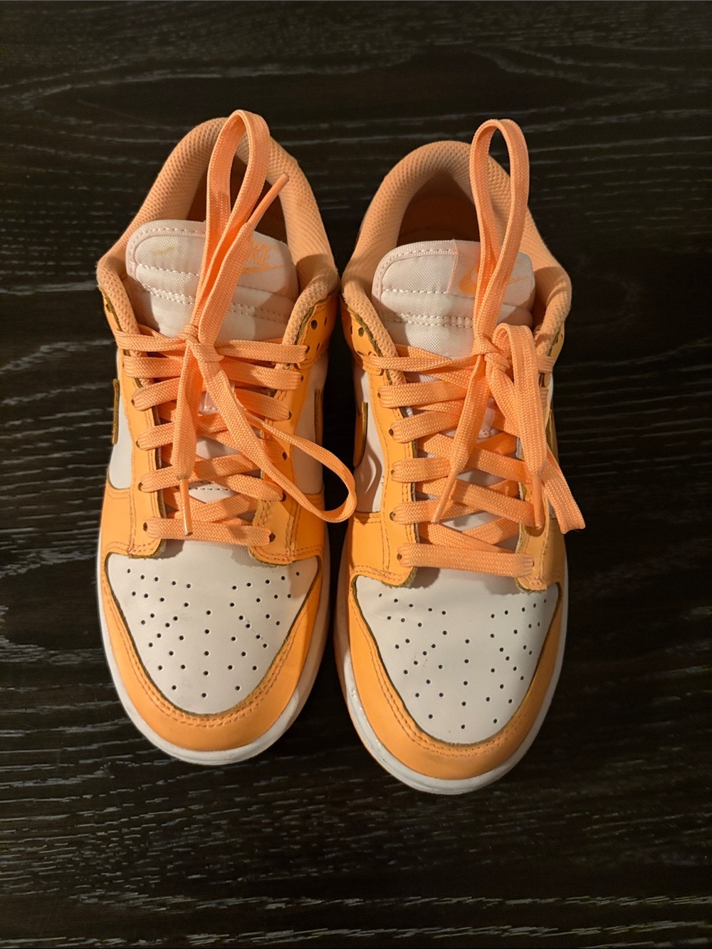 Women's Peach-Orange and White Low-Top Sneakers
